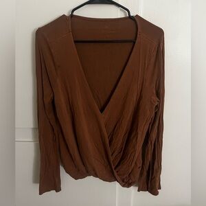 American Eagle Outfitters Deep Brown Wrap Shirt